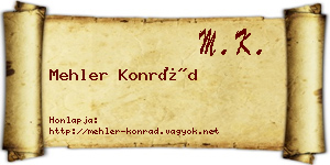 Mehler Konrád névjegykártya